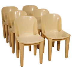Casa '70 Dalvera 20th Century White Plastic Groups Of 6 Italian Design Chairs