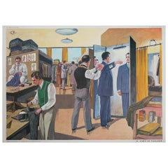 Retro 1950s, French School Chart, at the Tailor Shop, by Rossignol