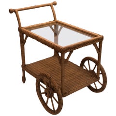 Used Smithsonian Collection Henry Link Wicker Bar or Tea Cart