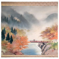 Japanese Set Four Hand Painted Four Seasons Silk Scroll Set , Vibrant Colors