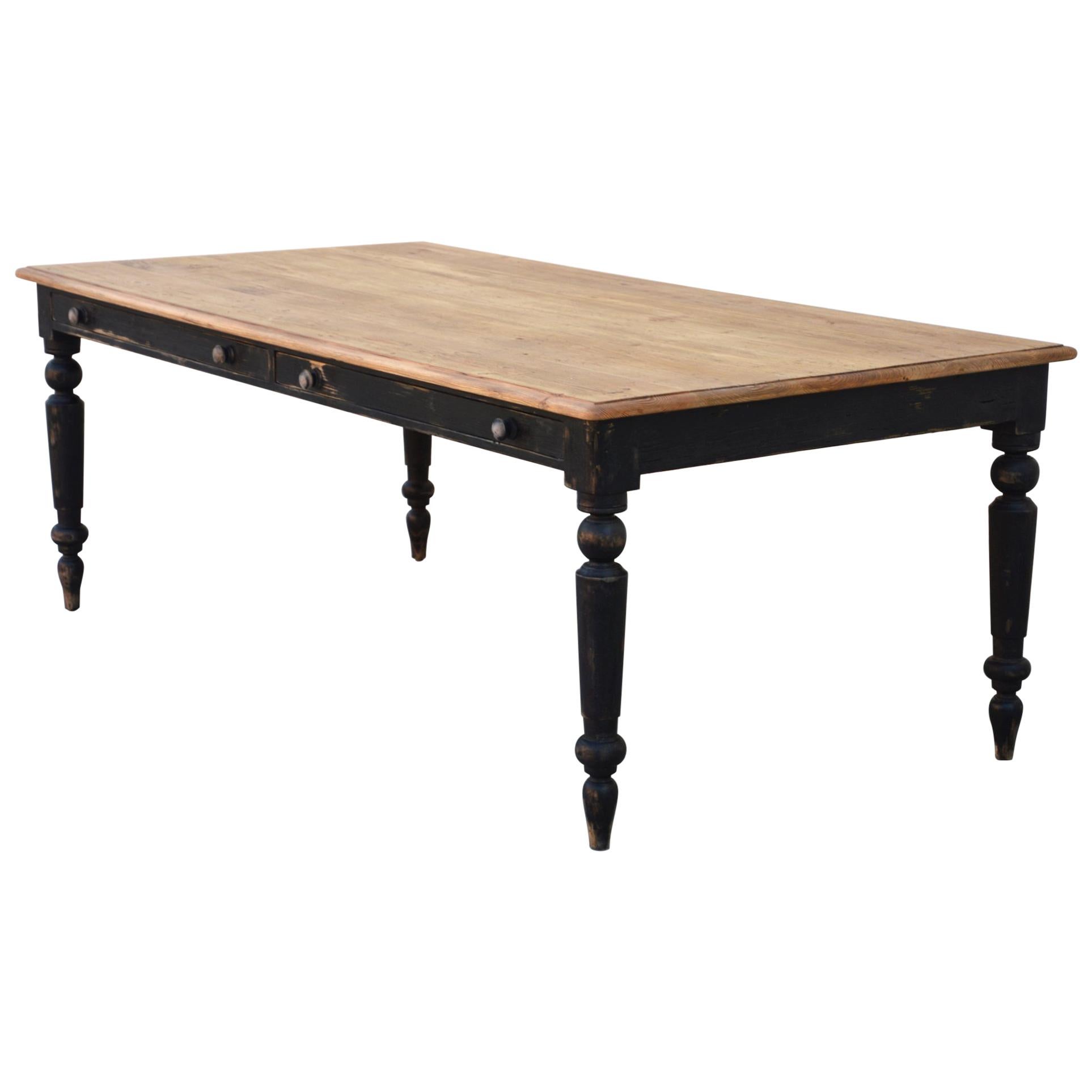 Rustic Farmhouse Table Made from Reclaimed Pine For Sale
