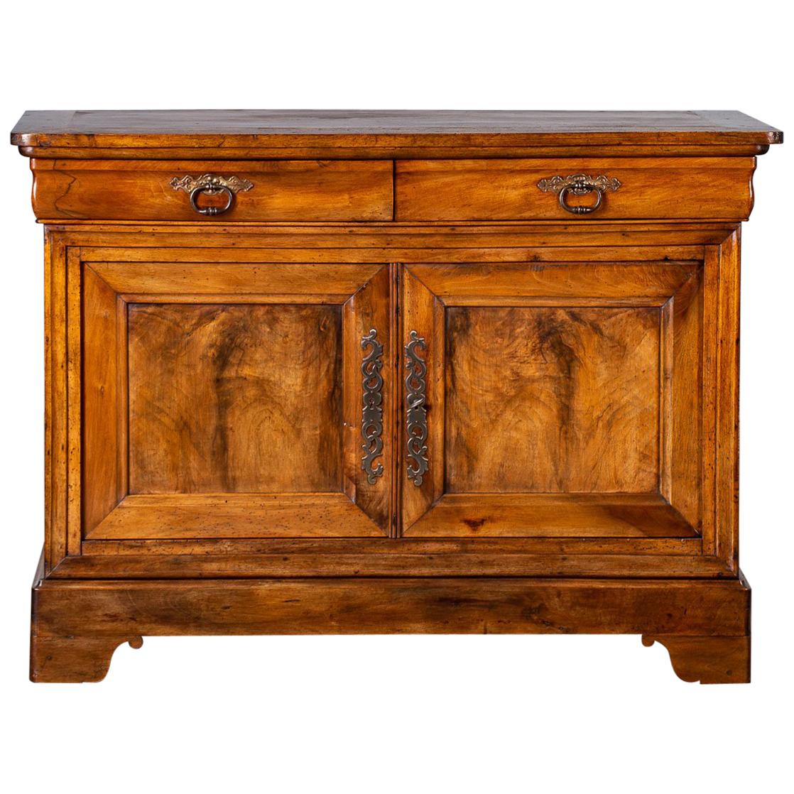 Louis Philippe Antique French Walnut Two-Door Buffet, circa 1850