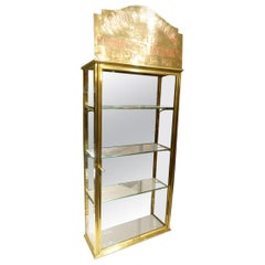 Antique French Brass Wall Display Cabinet, Early 1900s