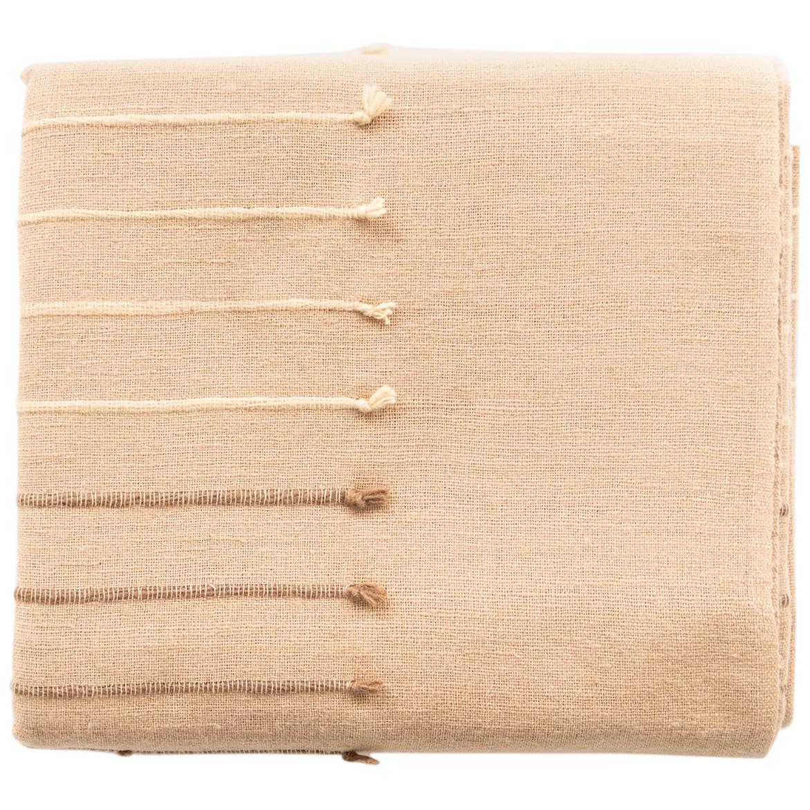 Terra Handloom Merino Throw /  Blanket In Stripes Design, Soft Neutral Color