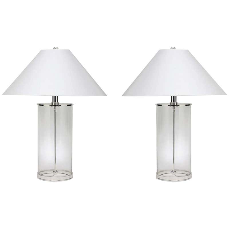 Pair of Ralph Lauren Table Lamps Glass and Polished Silver in Modern ...