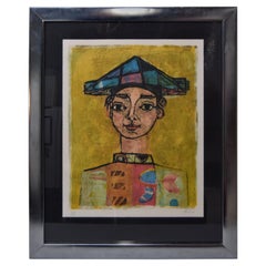 Vintage Paul Aizpiri Lithograph Young Harlequin Portrait, Limited Ed Signed and Numbered