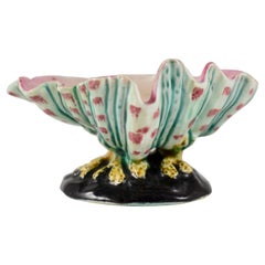 Early Wedgwood Majolica Conch Shell and Coral Open Salt Cellar, circa 1872