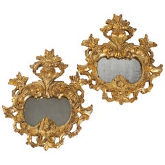 Pair of Mirrors Carved and Gilded, 20th Century Louis XV Style