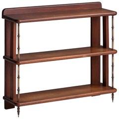 Teak and Brass Campaign Style Shelves, England, circa 1930