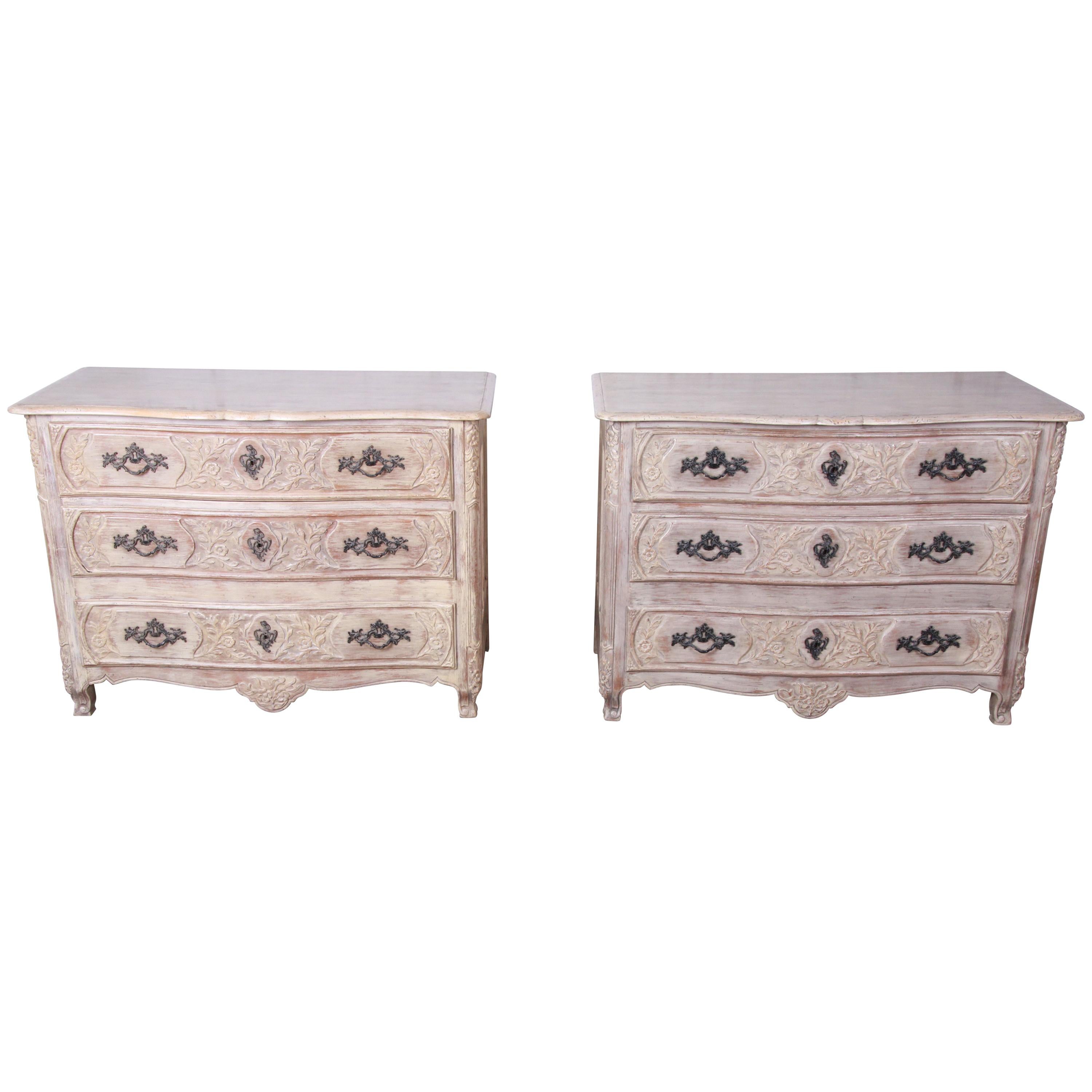 Baker Furniture French Country Three-Drawer Bachelor Chests or Large Nightstands