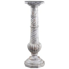 19th Century Monumental White Marble Column Pedestal Stand