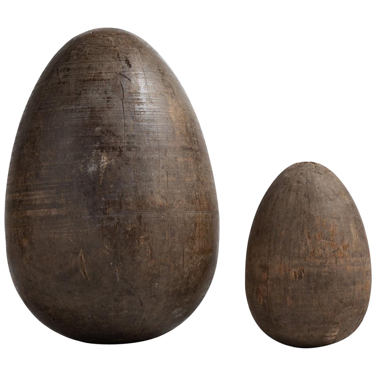 Set of Two Wooden Egg Moulds, England, circa 1890