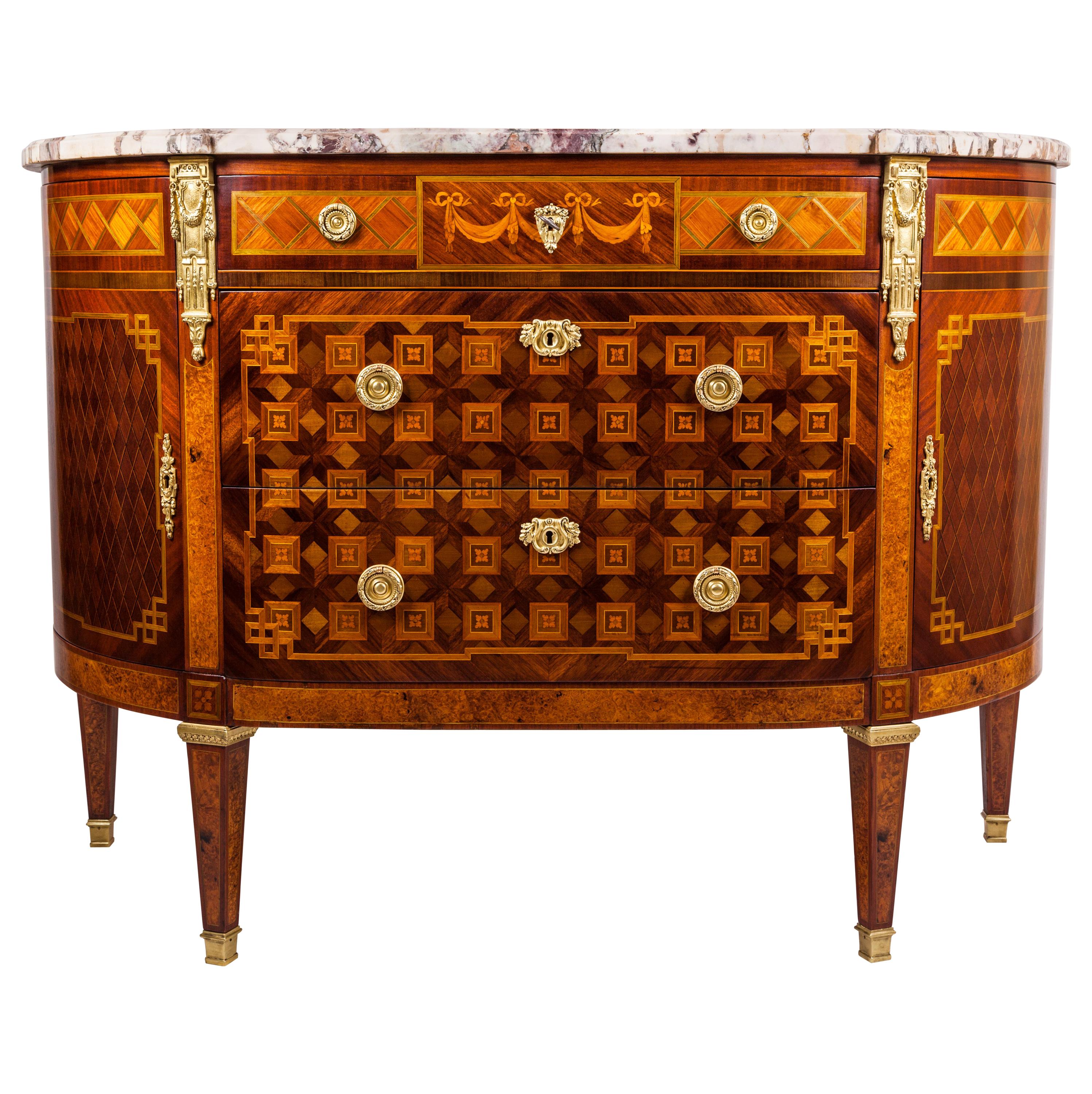 19th Century Louis XVI Style Inlaid French Dresser