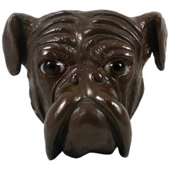 Antique Bretby Terracotta Bust of a Bull Dog, circa 1890