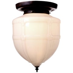 Large Acorn Milk Glass Flush Mount Lamps