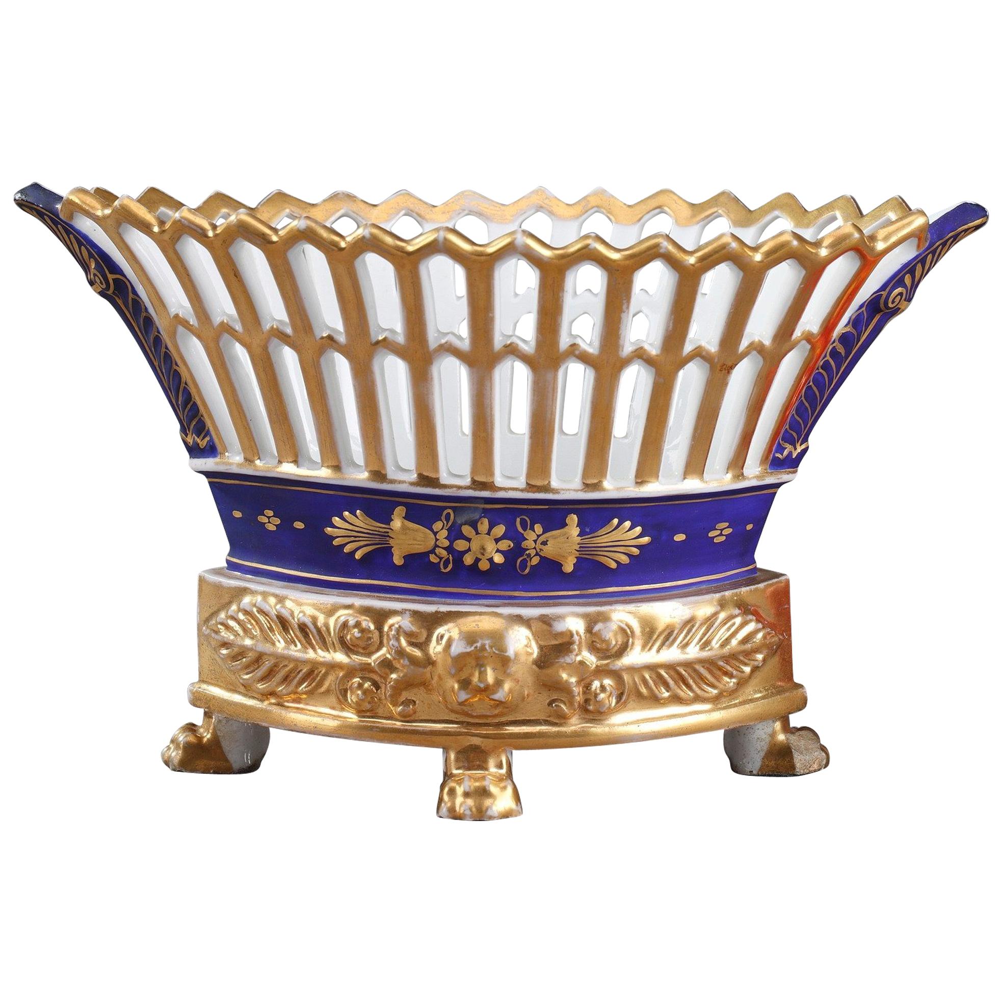 Early 19th Century Empire-Period Paris Porcelain Basket