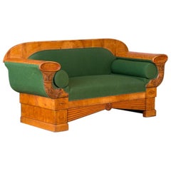 Carved Antique 19th Century Danish Birch Biedermeier Sofa