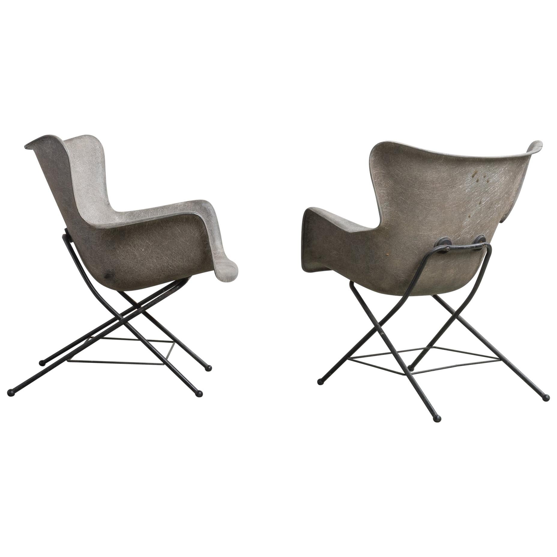 Pair of Modern Fiberglass Chairs, America, 20th Century