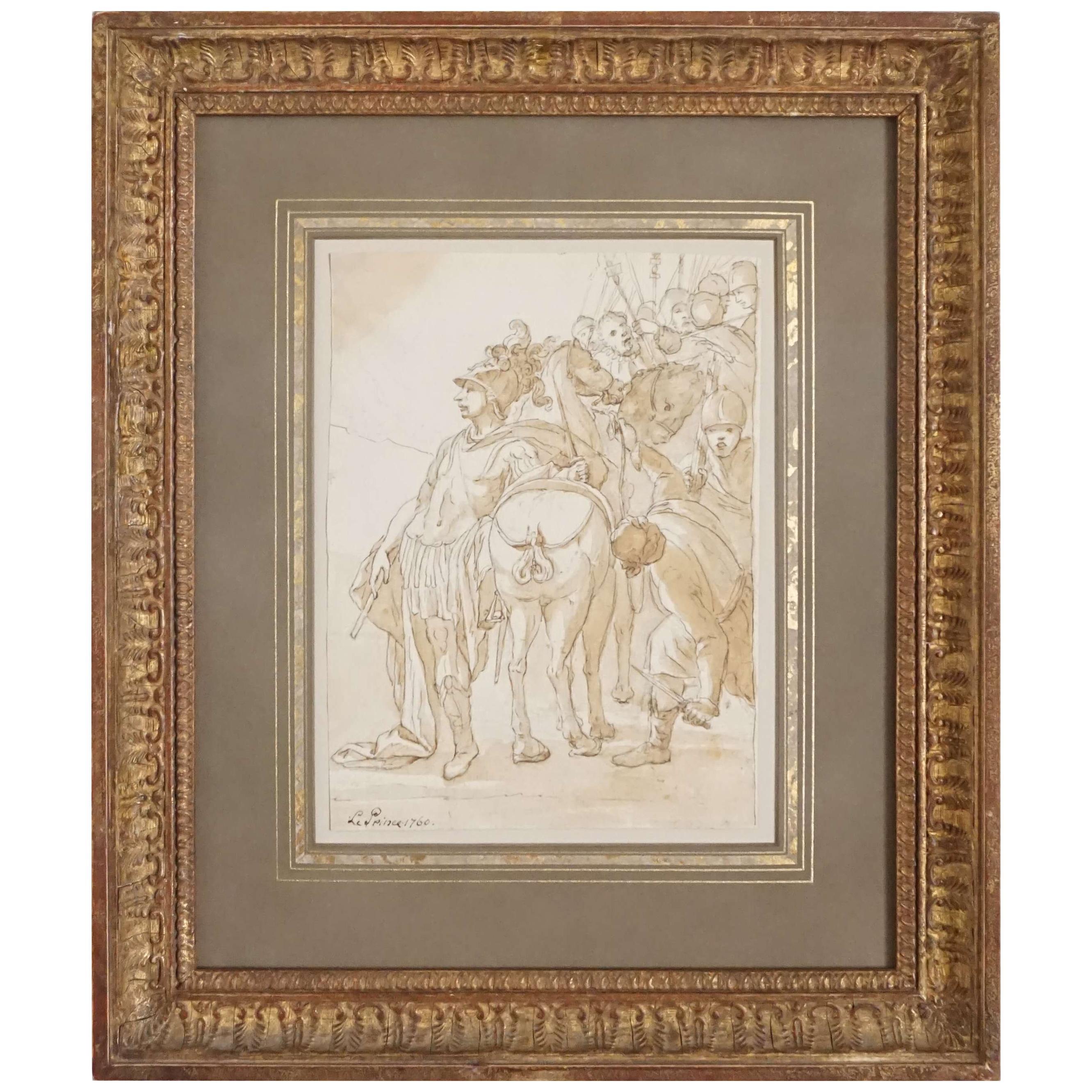Drawing by Jean-Baptiste Le Prince, 1760 For Sale