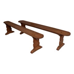 Pair of French 19th Century Provincial Oak Benches