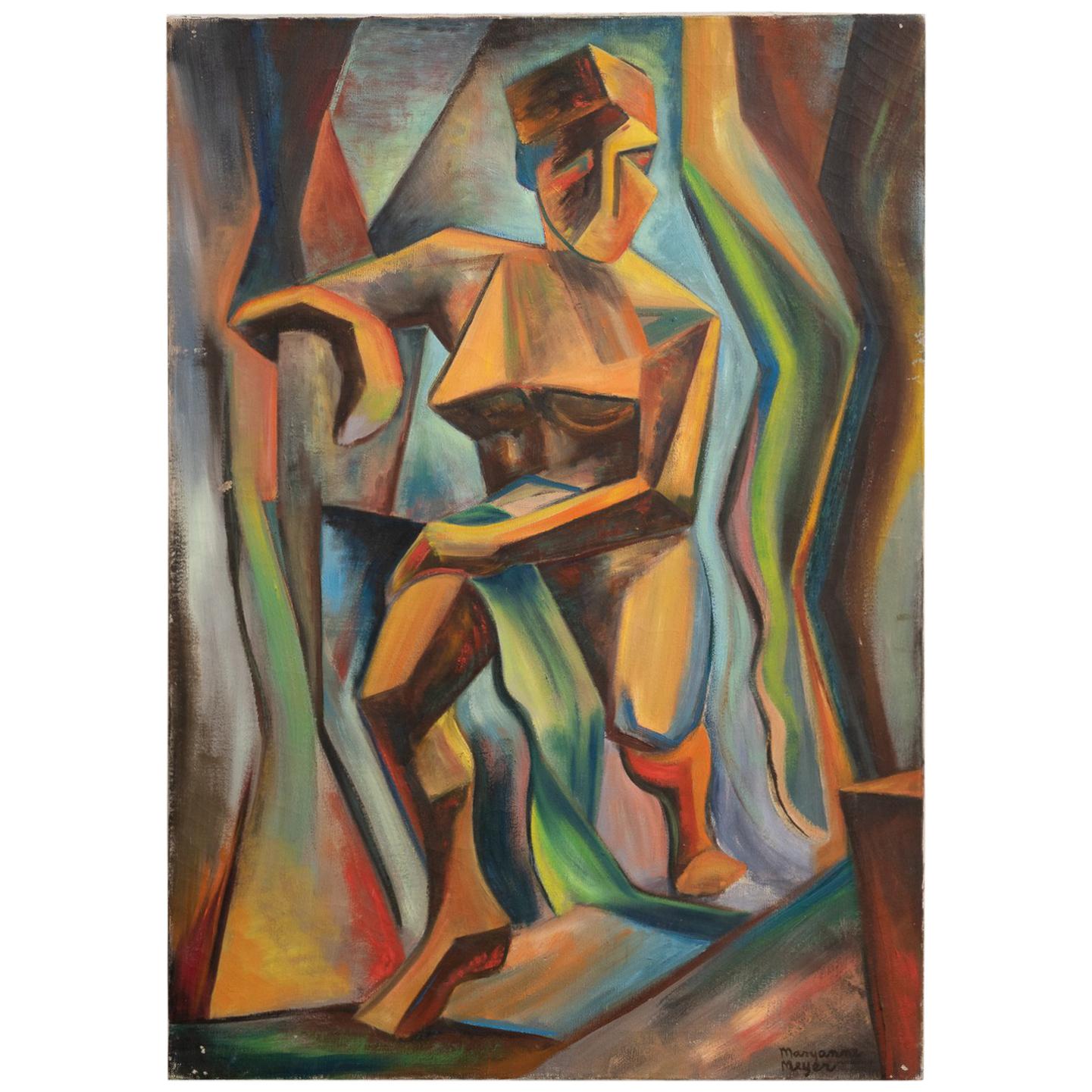 Cubist Oil Painting by Mary Ann Meyer, America, 20th Century