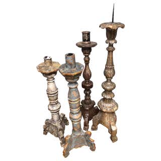Pair of Large French Rococo Style Italian Pillar Candlesticks For Sale ...