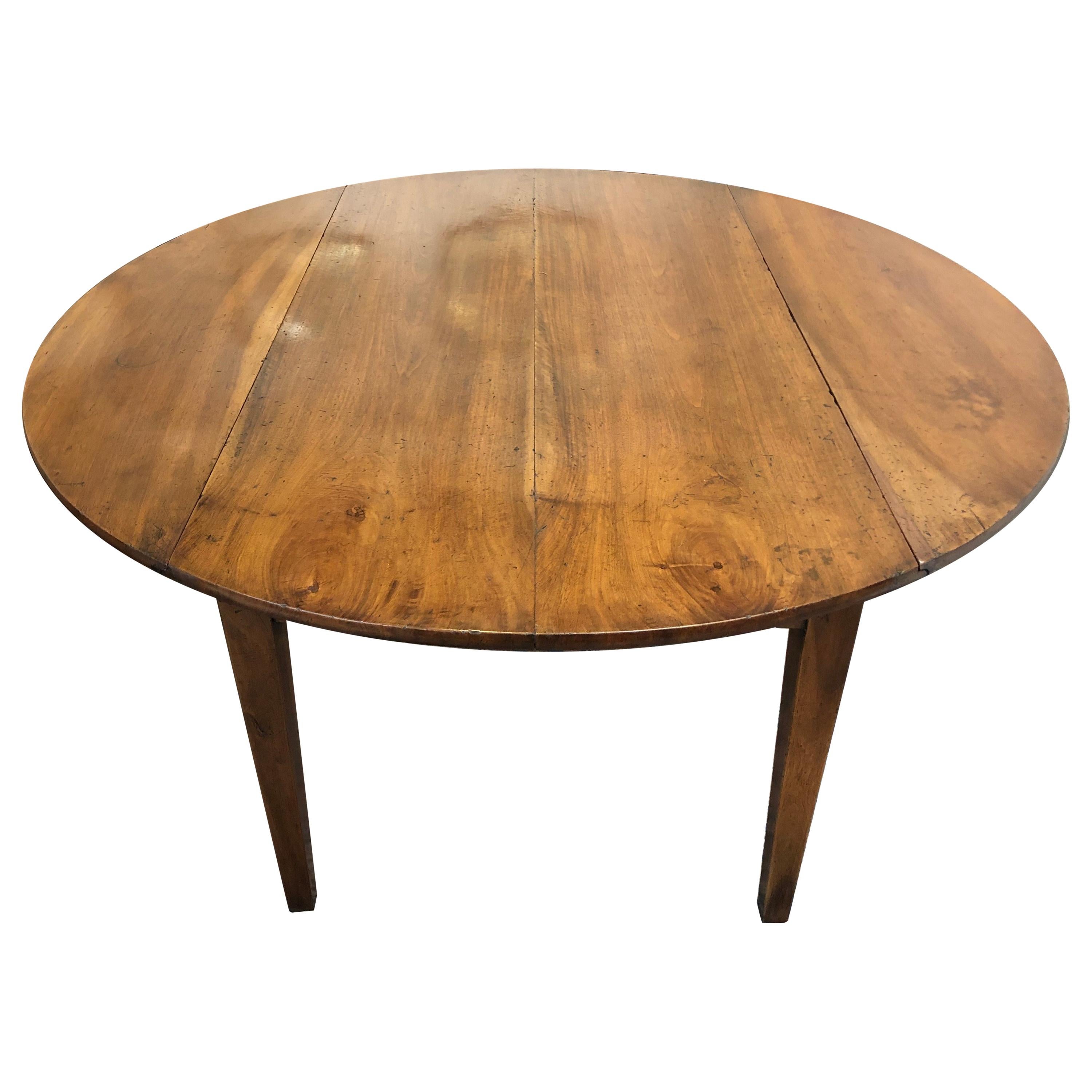 Large 19th Century French Solid Walnut Circular Dining Table