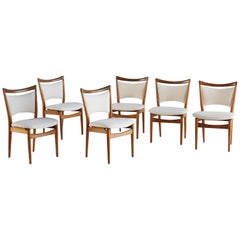 Finn Juhl, 6 Dining Chairs, Oak, Handwoven Fabric, Søren Willadsen, 1956