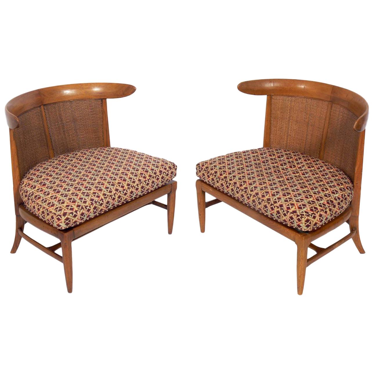 Pair of Curvaceous Caned Back Slipper Chairs by Lubberts & Mulder for Tomlinson