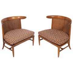 Pair of Curvaceous Caned Back Slipper Chairs by Lubberts & Mulder for Tomlinson