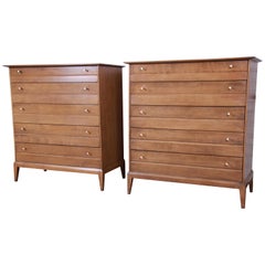 Retro Heywood Wakefield Mid-Century Modern Highboy Dressers, Pair