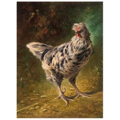 Watercolor Depiction of a Chicken Hen by Francois-Joseph DeHaspe