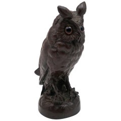 Bronze 19th Century Sculpture of Perched Owl, by L. Frouin 'Signed'