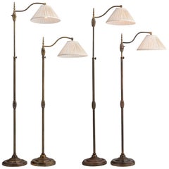 Brass Library Floor Lamps, France, circa 1950
