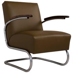 Thonet Modern Leather Armchair, Germany, circa 1930