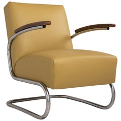 Thonet Modern Leather Armchair, Germany, circa 1930