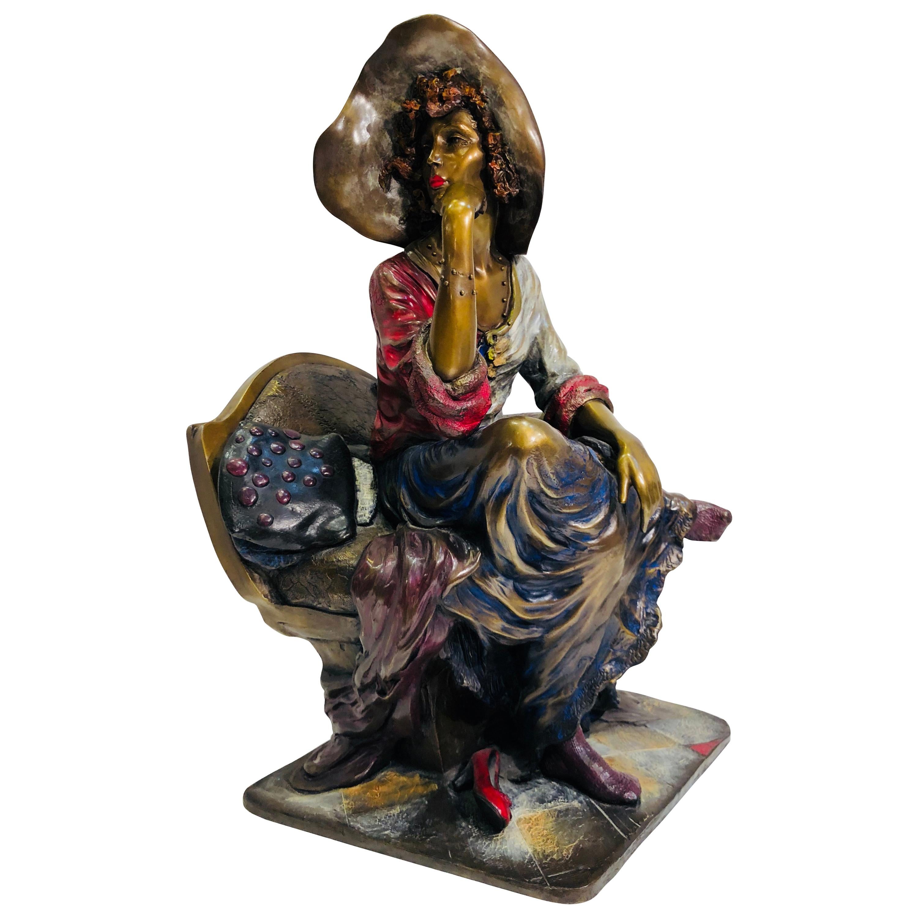 Original Isaac Maimon Bronze Polychrome Sculpture "At the Ball" Limited Edition