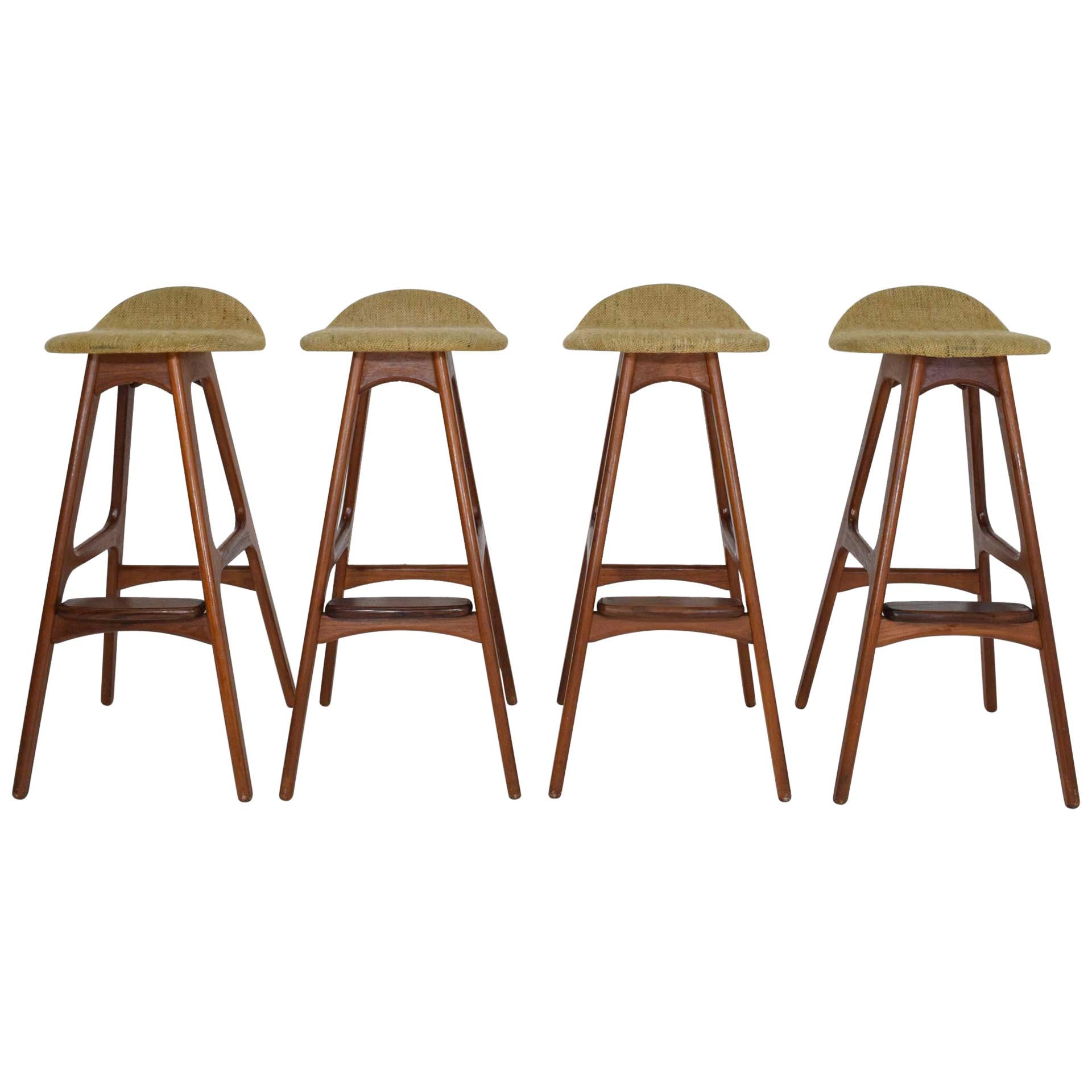 Set of Four Bar Stools, Model OD61, Designed by Erik Buch, 1960s