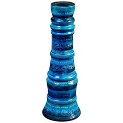 Tall Bitossi Rimini Blue Vintage Italian Ceramic Vase, circa 1960