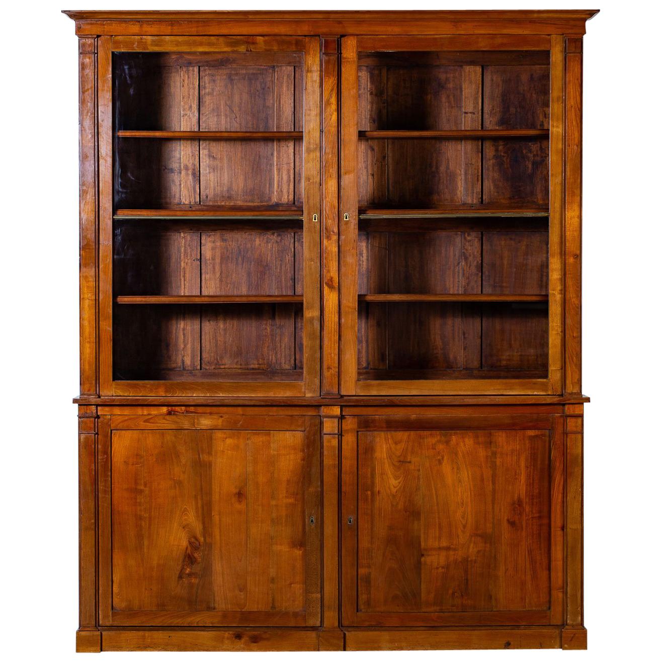 Antique French Empire Directoire Cherry Bibliotheque Bookcase, circa 1800