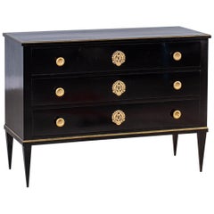 Neoclassical Antique Italian Empire Ebonized Black Chest of Drawers, circa 1820