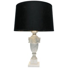 Italian Neoclassical Solid Black and White Marble Urn Table Lamp