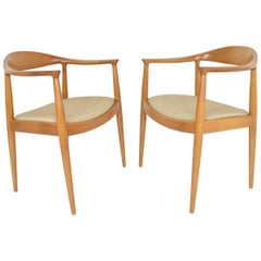 Retro Pair of Hans Wegner Round Chairs