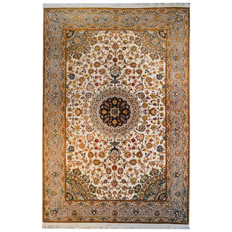 Incredible Vintage Egyptian Silk Tabriz-Style Rug For Sale at 1stDibs ...
