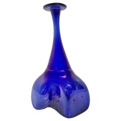 Vintage Blown Glass Bottle in Cobalt Blue