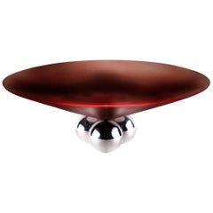 Brueton Bocci Coffee Table Cordovan Leather Floating Steel Orbs 1980s Memphis 