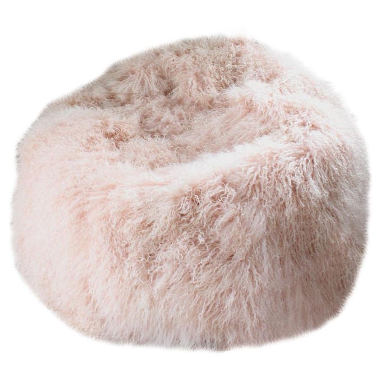 Pink Fur Bean Bag Chair - Junior size For Sale at 1stDibs | pink fluffy bean  bag, pink fuzzy egg chair