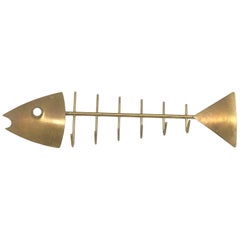 Brass Fish Key Holder Board 1950s Mid-Century Modern, German