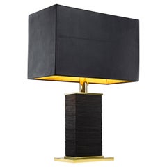 Monolith-Tischlampe aus Leder, Messing und 24 Karat Gold von Christopher Kreiling