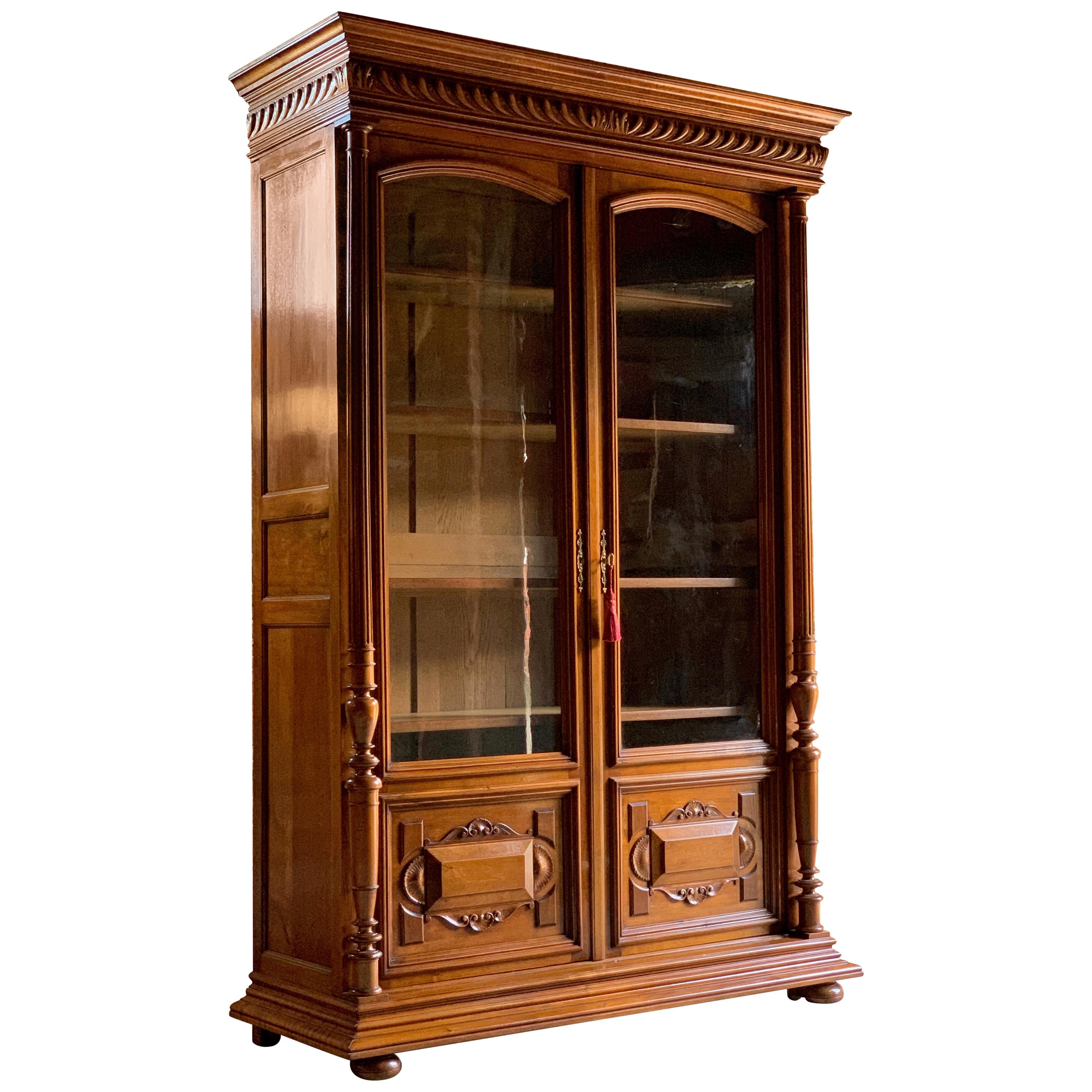 Antique Bookcase Vitrine French Solid Walnut 19th Century, circa 1890 Number 3